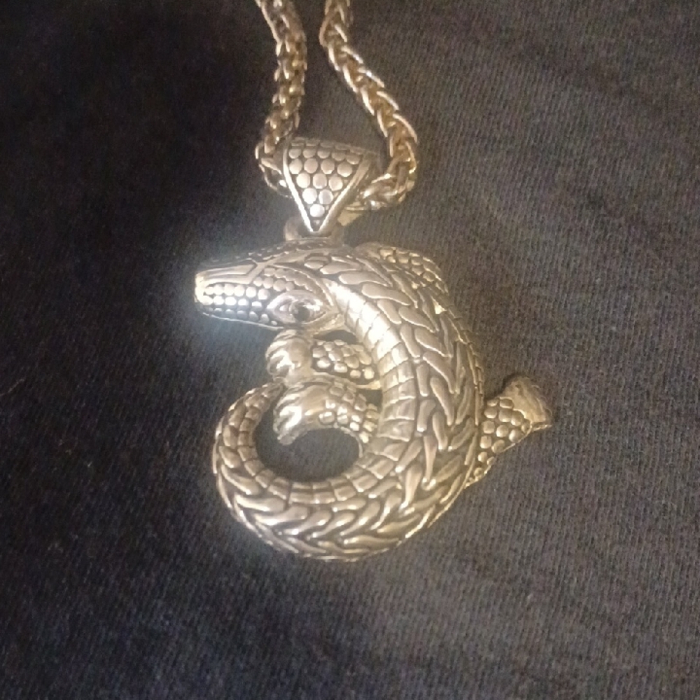 Vintage Alligator Pendant / Chain